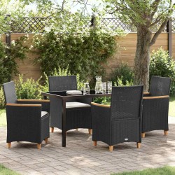 Ensemble de salle à manger pour jardin 5 pcs Noir polyrotin 563465563465