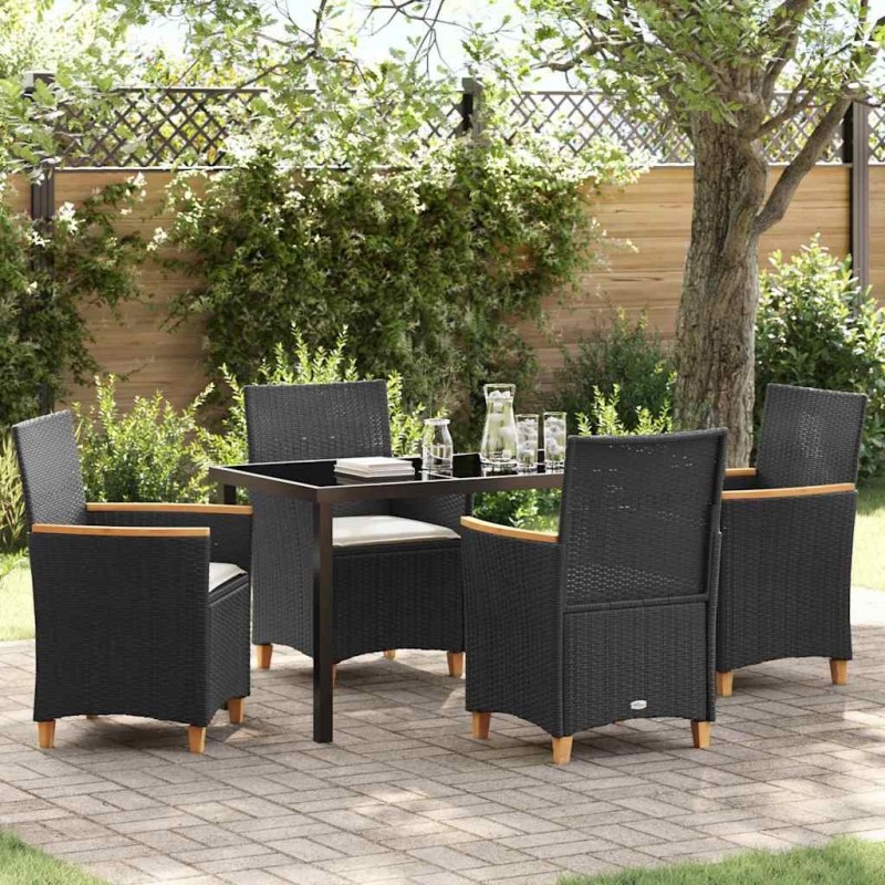 Ensemble de salle à manger pour jardin 5 pcs Noir polyrotin 563465563465