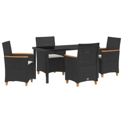 Ensemble de salle à manger pour jardin 5 pcs Noir polyrotin 563465563465