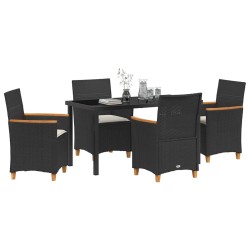 Ensemble de salle à manger pour jardin 5 pcs Noir polyrotin 563465563465