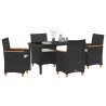 Ensemble de salle à manger pour jardin 5 pcs Noir polyrotin 563465563465