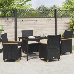 Ensemble de salle à manger pour jardin 5 pcs Noir polyrotin 563465563465