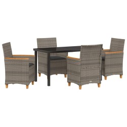 Ensemble de salle à manger pour jardin 5 pcs Gris polyrotin 563466563466