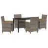 Ensemble de salle à manger pour jardin 5 pcs Gris polyrotin 563466563466