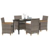 Ensemble de salle à manger pour jardin 5 pcs Gris polyrotin 563466563466