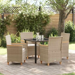 Ensemble de salle à manger pour jardin 5 pcs Beige polyrotin 563467563467