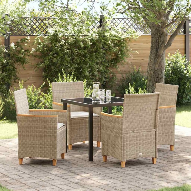 Ensemble de salle à manger pour jardin 5 pcs Beige polyrotin 563467563467