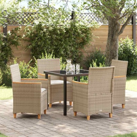 Ensemble de salle à manger pour jardin 5 pcs Beige polyrotin 563467563467