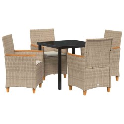 Ensemble de salle à manger pour jardin 5 pcs Beige polyrotin 563467563467