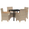 Ensemble de salle à manger pour jardin 5 pcs Beige polyrotin 563467563467