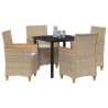 Ensemble de salle à manger pour jardin 5 pcs Beige polyrotin 563467563467