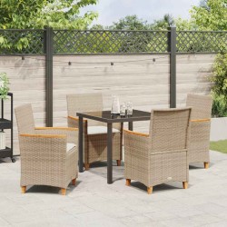 Ensemble de salle à manger pour jardin 5 pcs Beige polyrotin 563467563467