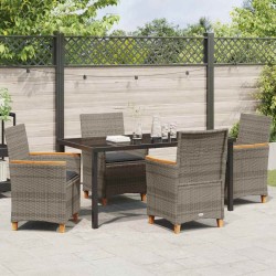Ensemble de salle à manger pour jardin 5 pcs Gris polyrotin 563469563469