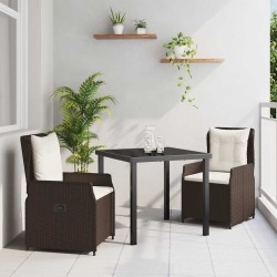 Ensemble de salle à manger pour jardin 3 pcs Marron polyrotin 563470563470
