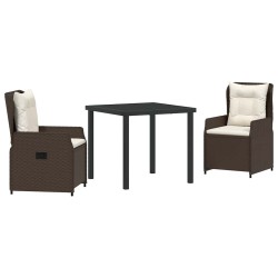 Ensemble de salle à manger pour jardin 3 pcs Marron polyrotin 563470563470