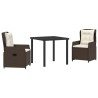 Ensemble de salle à manger pour jardin 3 pcs Marron polyrotin 563470563470