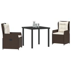 Ensemble de salle à manger pour jardin 3 pcs Marron polyrotin 563470563470