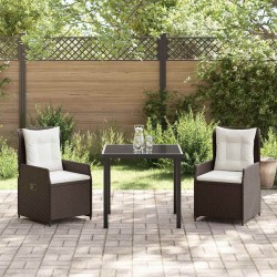 Ensemble de salle à manger pour jardin 3 pcs Marron polyrotin 563470563470