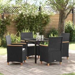 Ensemble de salle à manger pour jardin 5 pcs Noir polyrotin 563471563471