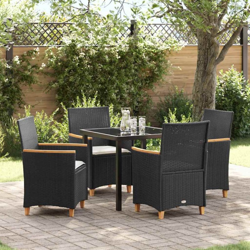 Ensemble de salle à manger pour jardin 5 pcs Noir polyrotin 563471563471