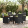 Ensemble de salle à manger pour jardin 5 pcs Noir polyrotin 563471563471