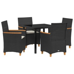 Ensemble de salle à manger pour jardin 5 pcs Noir polyrotin 563471563471