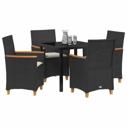 Ensemble de salle à manger pour jardin 5 pcs Noir polyrotin 563471563471