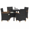Ensemble de salle à manger pour jardin 5 pcs Noir polyrotin 563471563471