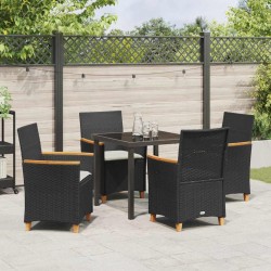 Ensemble de salle à manger pour jardin 5 pcs Noir polyrotin 563471563471