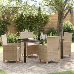 Ensemble de salle à manger pour jardin 5 pcs Beige polyrotin 563472563472