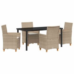 Ensemble de salle à manger pour jardin 5 pcs Beige polyrotin 563472563472