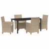 Ensemble de salle à manger pour jardin 5 pcs Beige polyrotin 563472563472