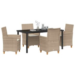 Ensemble de salle à manger pour jardin 5 pcs Beige polyrotin 563472563472