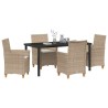 Ensemble de salle à manger pour jardin 5 pcs Beige polyrotin 563472563472