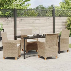 Ensemble de salle à manger pour jardin 5 pcs Beige polyrotin 563472563472