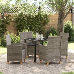 Ensemble de salle à manger pour jardin 5 pcs Gris polyrotin 563473563473