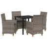 Ensemble de salle à manger pour jardin 5 pcs Gris polyrotin 563473563473