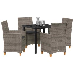 Ensemble de salle à manger pour jardin 5 pcs Gris polyrotin 563473563473