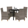 Ensemble de salle à manger pour jardin 5 pcs Gris polyrotin 563473563473