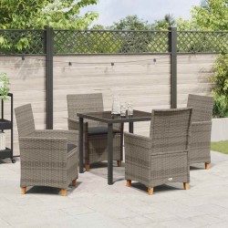 Ensemble de salle à manger pour jardin 5 pcs Gris polyrotin 563473563473
