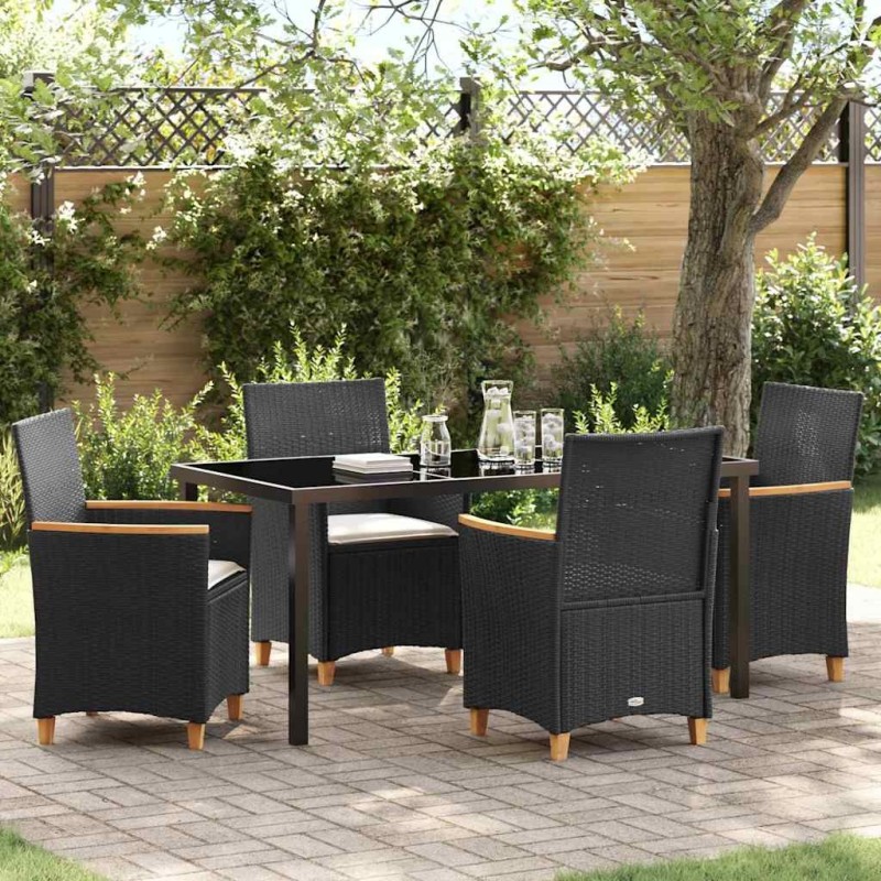 Ensemble de salle à manger pour jardin 5 pcs Noir polyrotin 563474563474