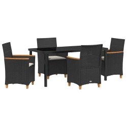 Ensemble de salle à manger pour jardin 5 pcs Noir polyrotin 563474563474
