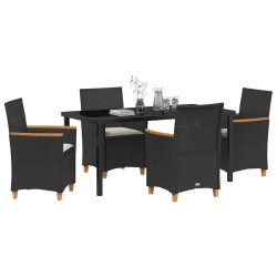 Ensemble de salle à manger pour jardin 5 pcs Noir polyrotin 563474563474