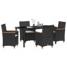 Ensemble de salle à manger pour jardin 5 pcs Noir polyrotin 563474563474