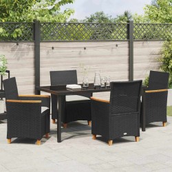 Ensemble de salle à manger pour jardin 5 pcs Noir polyrotin 563474563474
