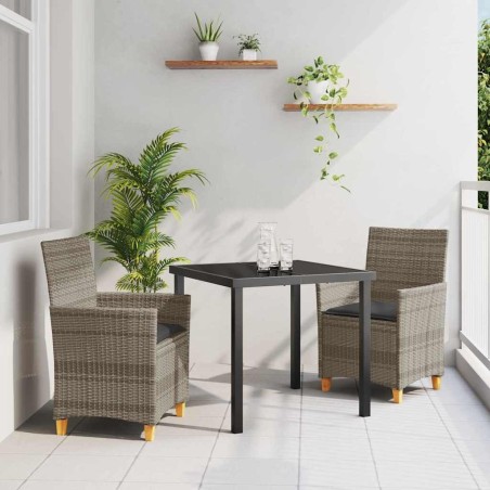 Ensemble de salle à manger pour jardin 3 pcs Gris polyrotin 563475563475