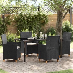 Ensemble de salle à manger pour jardin 5 pcs Noir polyrotin 563476563476