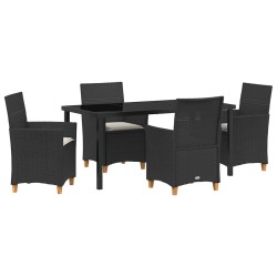 Ensemble de salle à manger pour jardin 5 pcs Noir polyrotin 563476563476