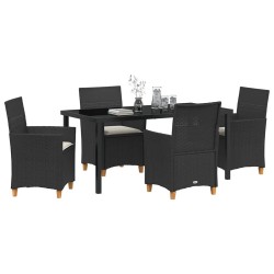 Ensemble de salle à manger pour jardin 5 pcs Noir polyrotin 563476563476