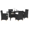 Ensemble de salle à manger pour jardin 5 pcs Noir polyrotin 563476563476
